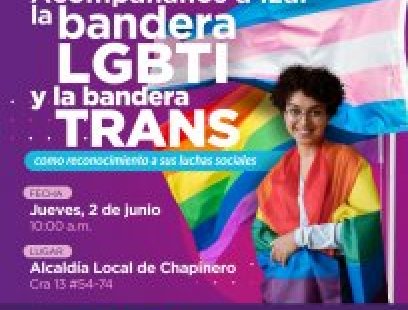 Izada de bandera LGBTI y bandera trans